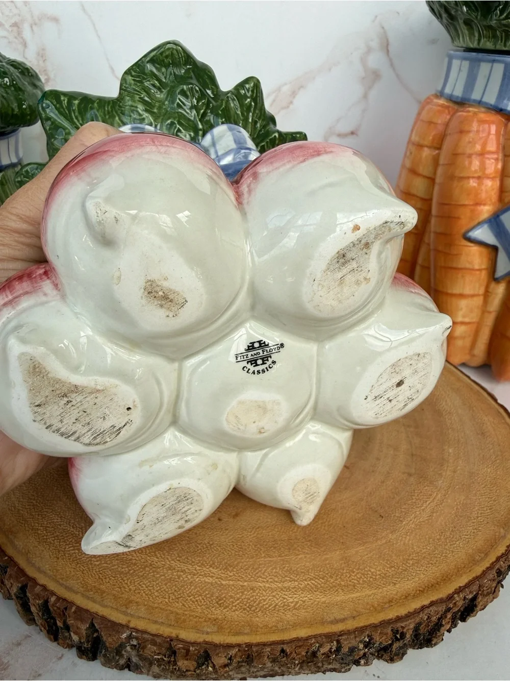 Vintage Fitz and Floyd Vegetable Bowquet Ceramic Kitchen Canister Set Majolica